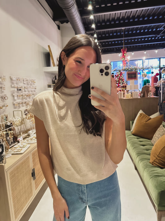 DOORBUSTER! Tan Mockneck Top