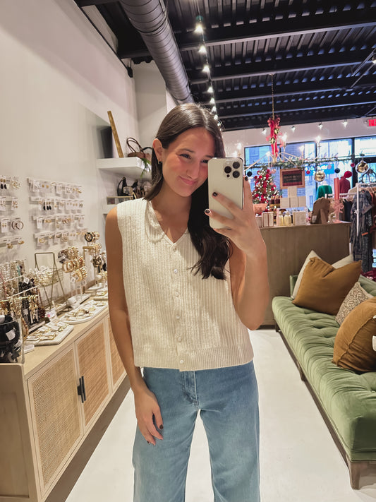 DOORBUSTER! Sleevless Cream Sweater Top