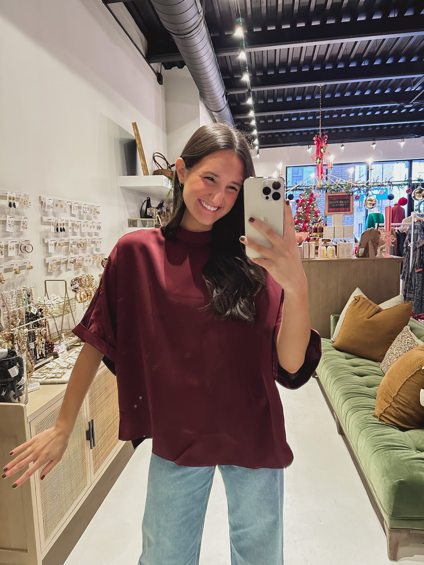 DOORBUSTER! The Maroon Satin Top