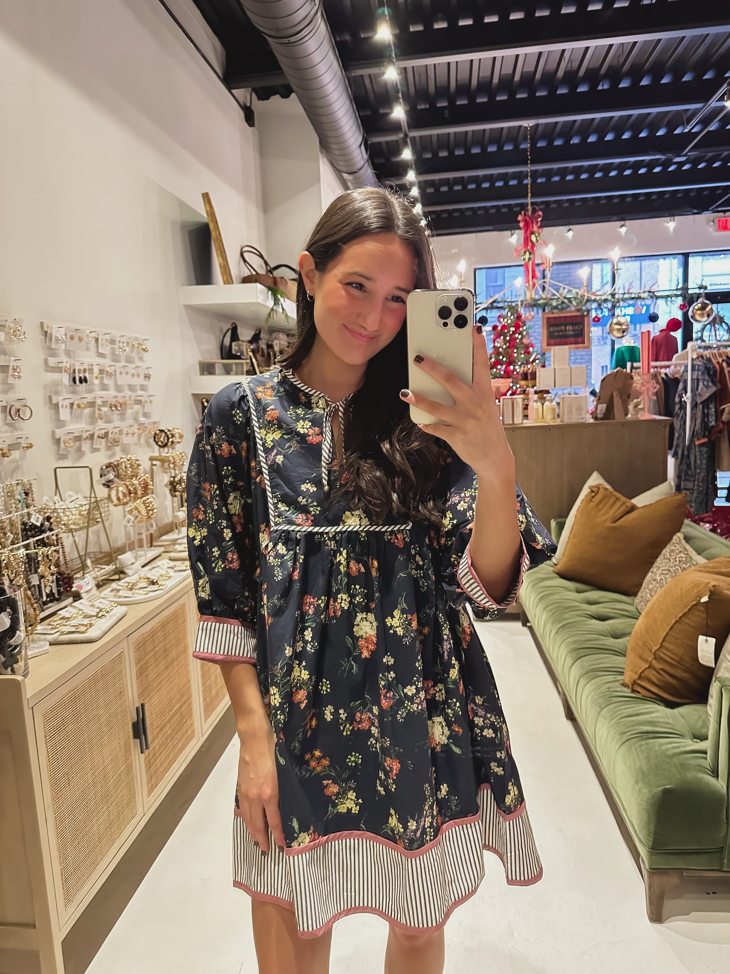 DOORBUSTER! The Navy Floral Front Tie Dress