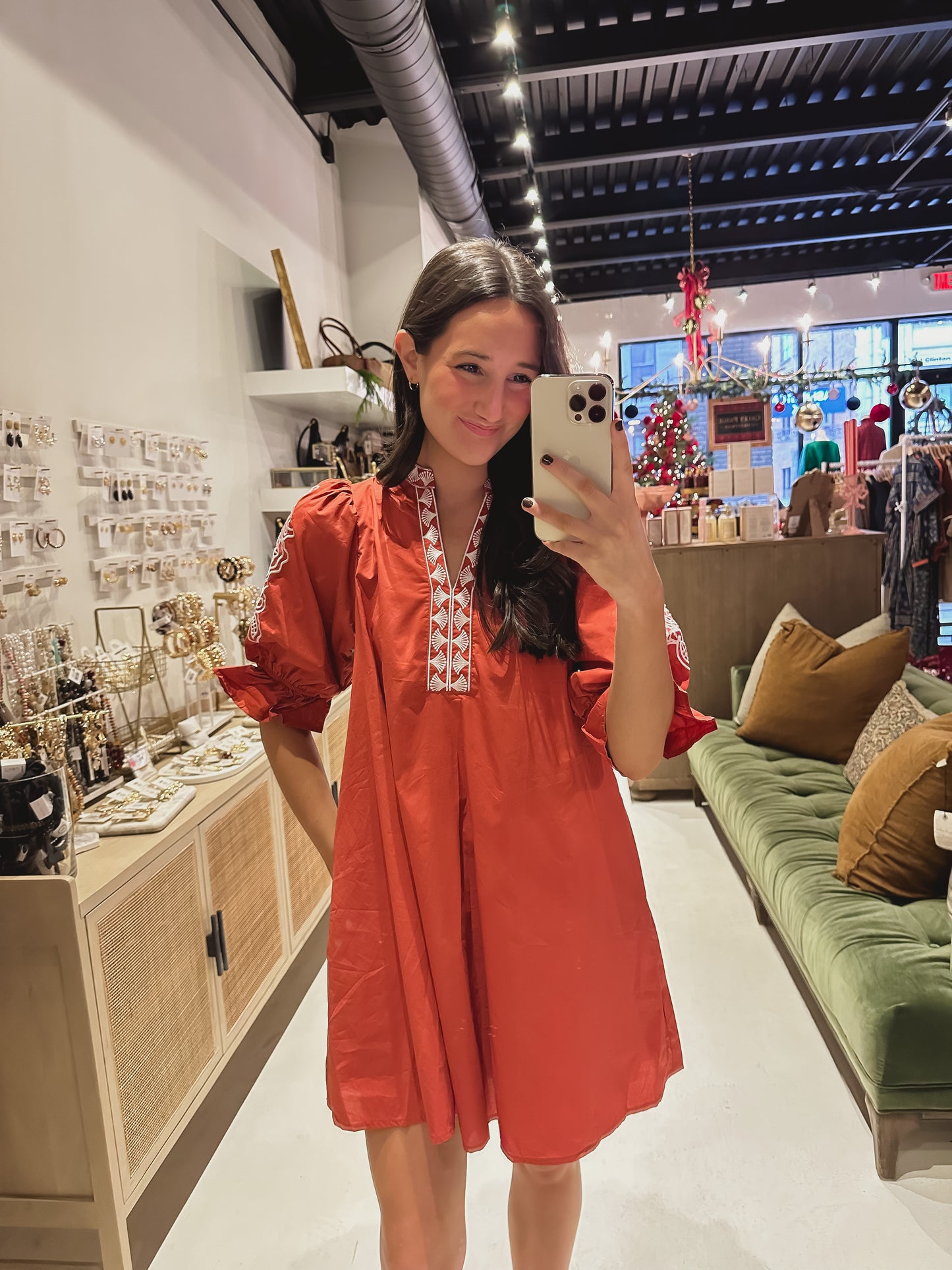 The Orange Detailed Sleeve Dress