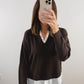 The Lucille Ruffle Collar Sweater in Brown