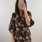 The Daisy Chain Dress | Brown Embroidered Mini Dress