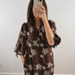 The Daisy Chain Dress | Brown Embroidered Mini Dress
