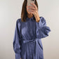 The Blue Whisper Dress | Dusty Blue Long Sleeve Midi Dress