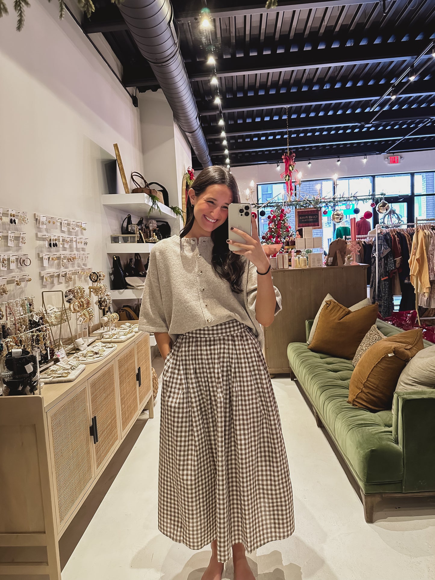 DOORBUSTER! Brown Gingham Skirt