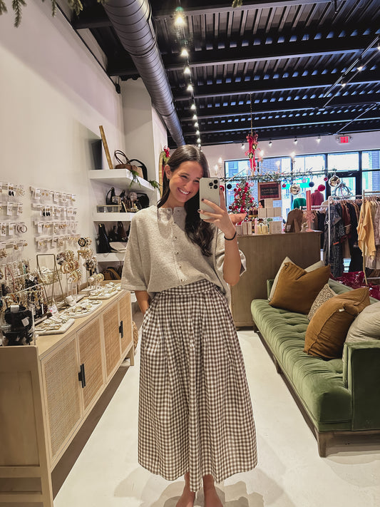 DOORBUSTER! Brown Gingham Skirt
