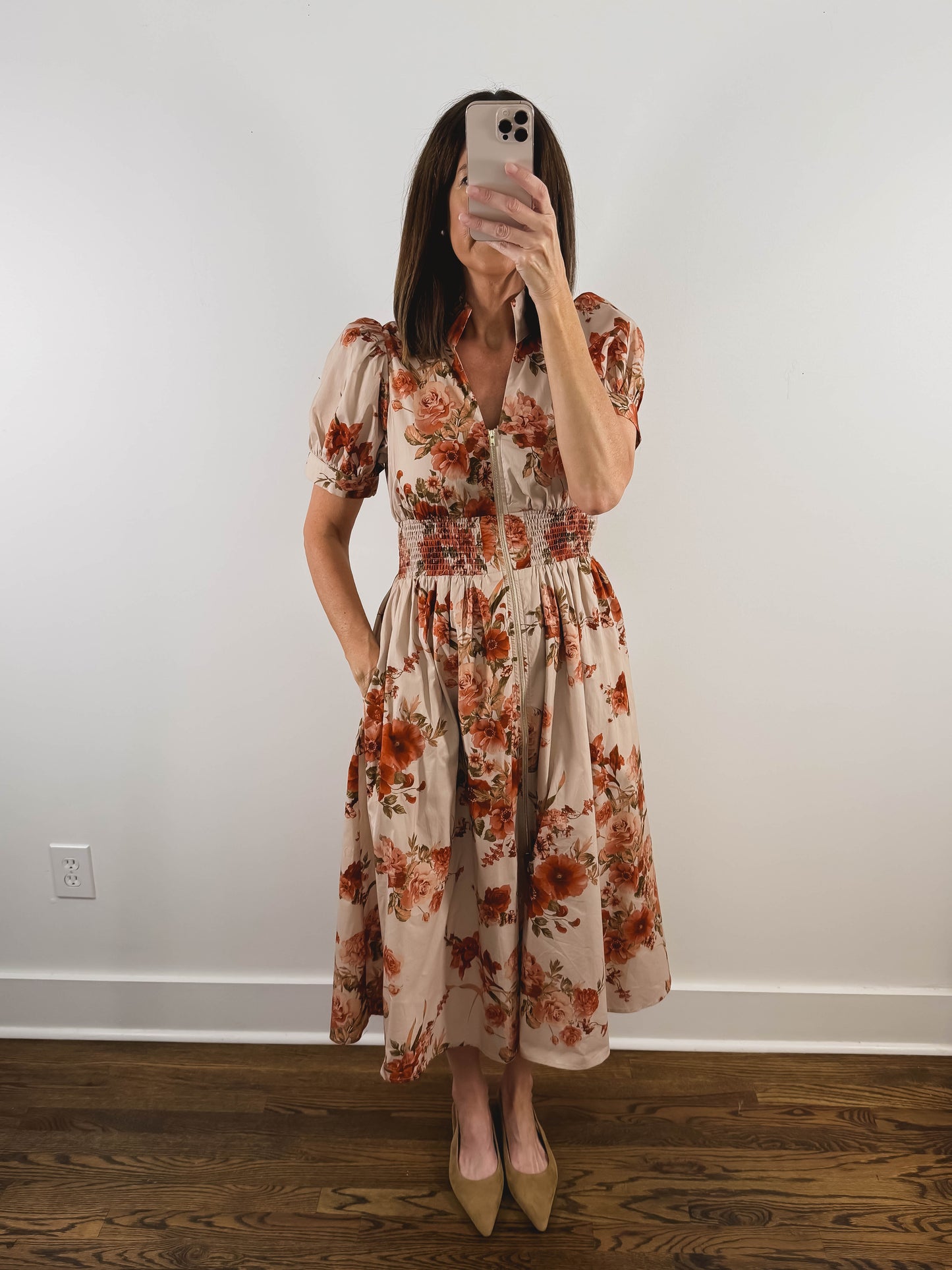The Harvest Bloom Dress | Fall Floral Church Midi Dress