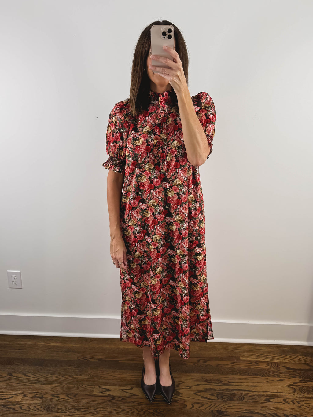 The Scarlett Dress | Red Floral Midi Dress