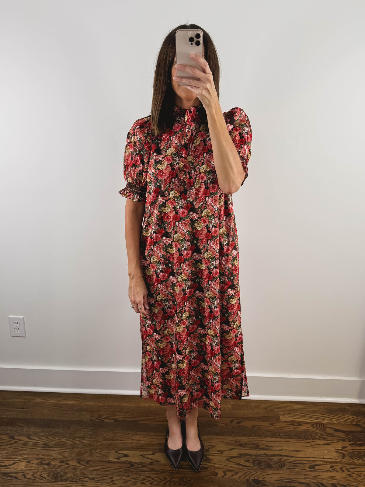 The Scarlett Dress | Red Floral Church Midi Dress