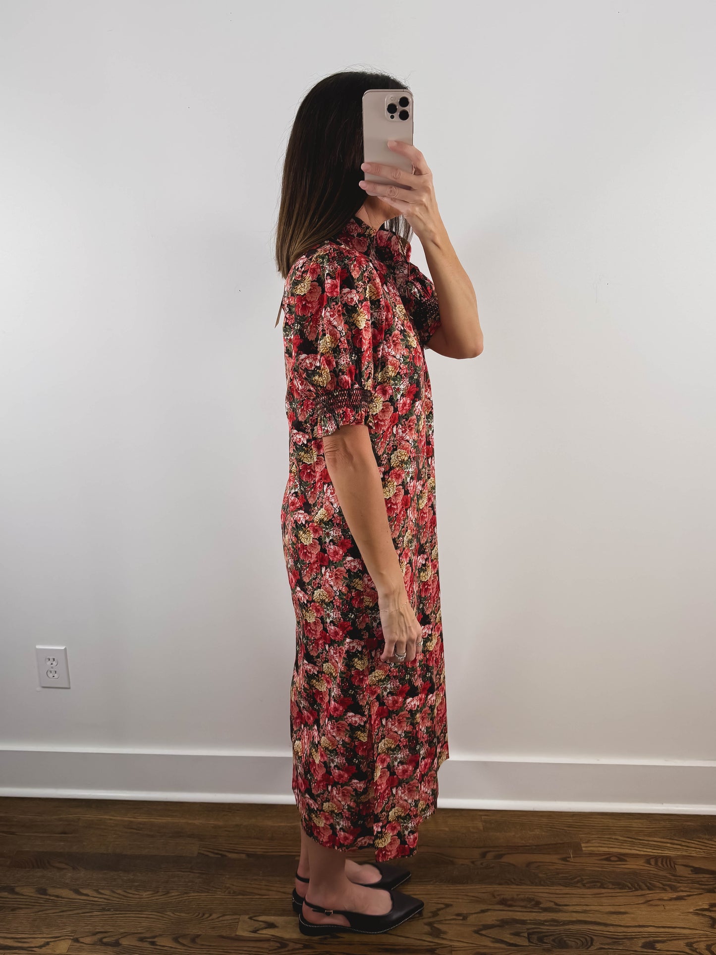 The Scarlett Dress | Red Floral Church Midi Dress