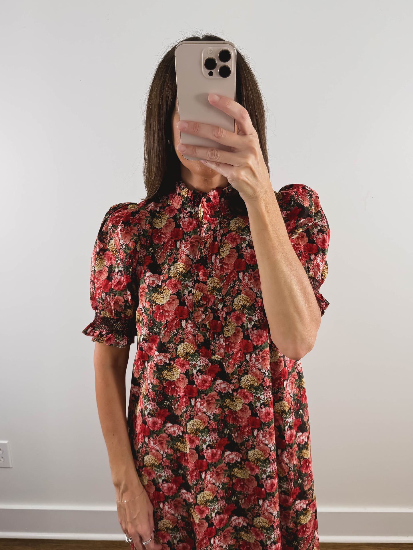 The Scarlett Dress | Red Floral Church Midi Dress