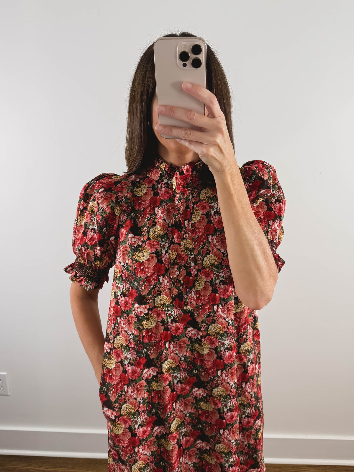 The Scarlett Dress | Red Floral Church Midi Dress