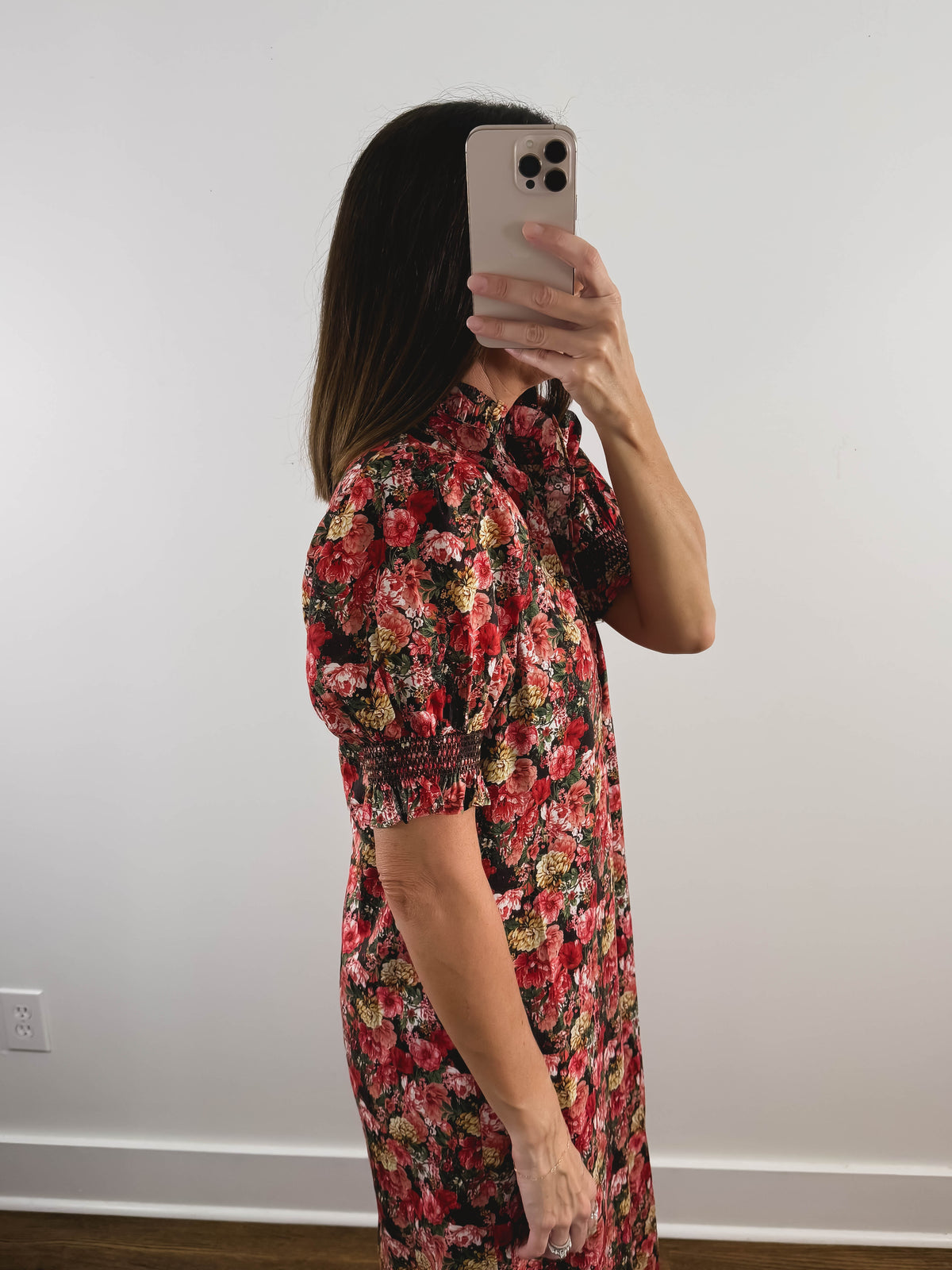 The Scarlett Dress | Red Floral Church Midi Dress