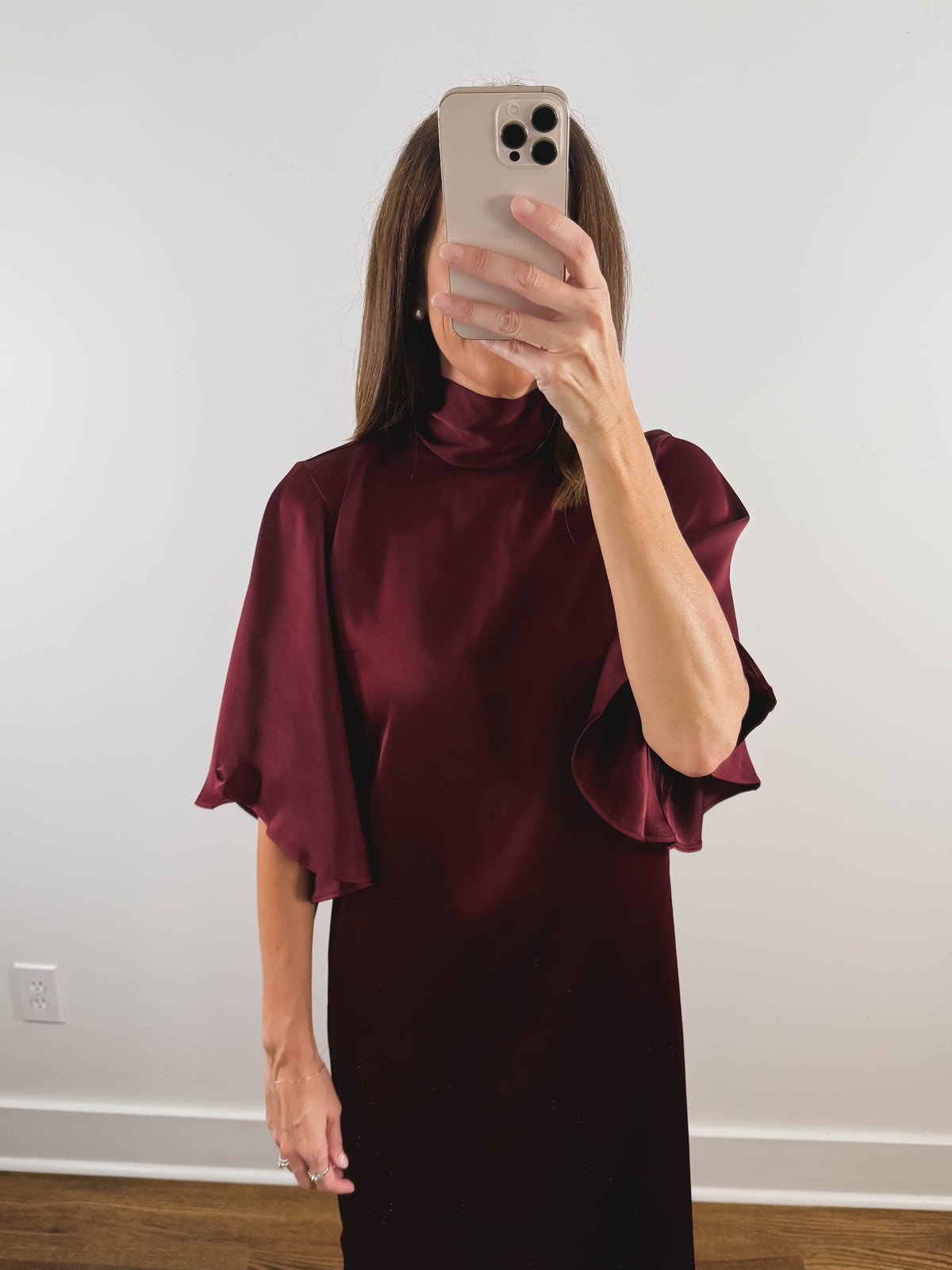 The Bordeaux Dress | Burgundy Satin Midi Dress
