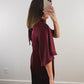 The Bordeaux Dress | Burgundy Satin Wedding Guest Midi Dress