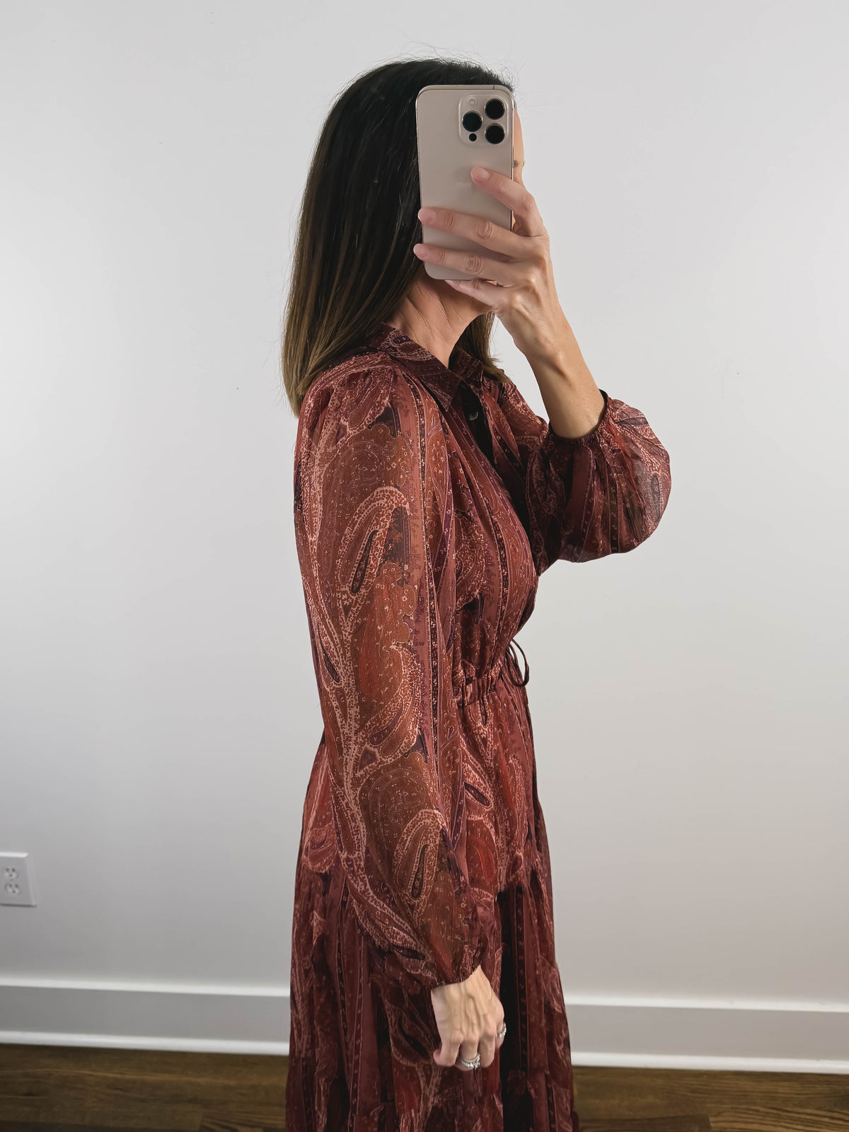 The Sedona Dress | Rust Paisley Wedding Guest Maxi Dress