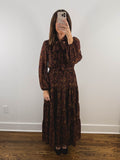 The Amaretto Dress | Brown Paisley Tie Neck Maxi Dress