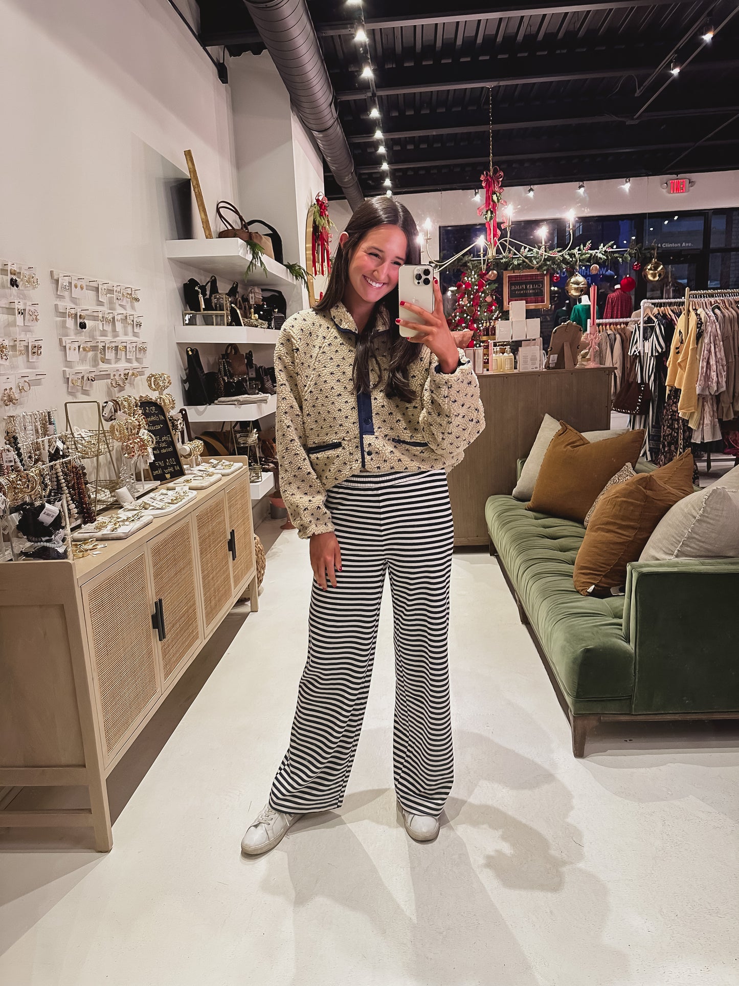 Navy and White Striped Pants
