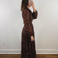 The Amaretto Dress | Brown Paisley Tie Neck Maxi Dress