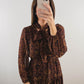 The Amaretto Dress | Brown Paisley Tie Neck Maxi Dress
