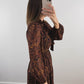 The Amaretto Dress | Brown Paisley Tie Neck Maxi Dress
