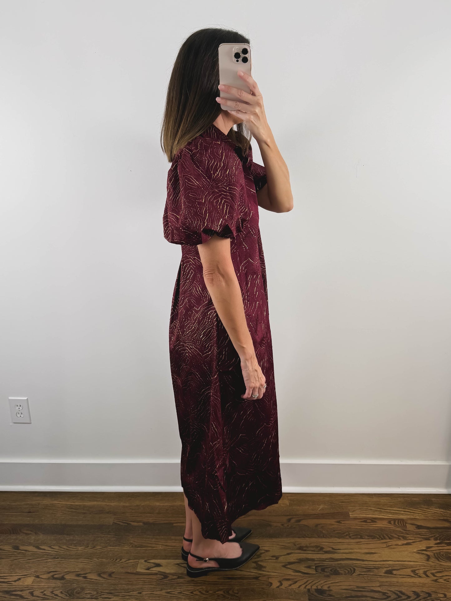 The Garnet Dress | Burgundy Wedding Guest Midi Dress