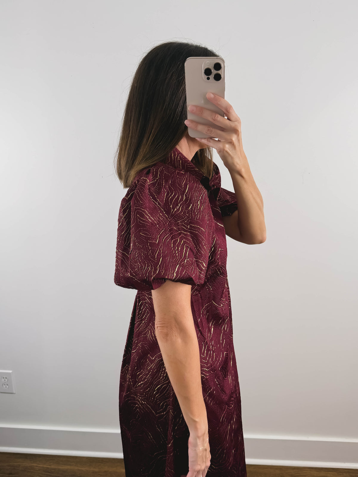 The Garnet Dress | Burgundy Wedding Guest Midi Dress