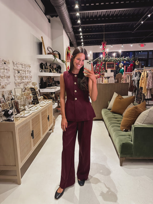 DOORBUSTER! Maroon Pleated Pants