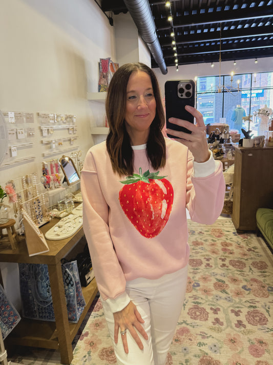 The Strawberry Sweatshirt in Pink
