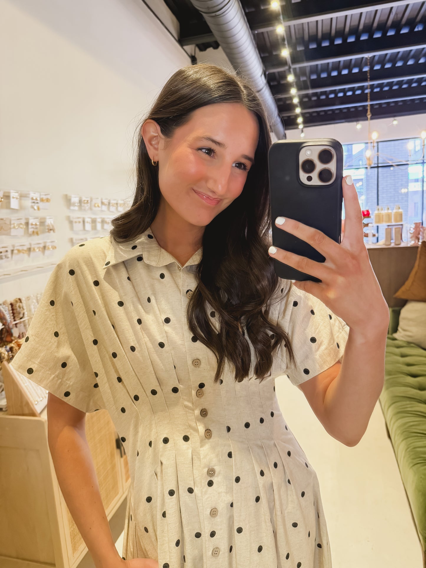 Beige Polka Dot Dress