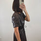 The Mahogany Dress | Brown Faux Leather Midi Dress