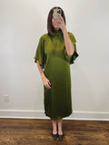 The Bordeaux Dress | Green Satin Midi Dress