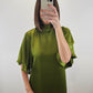 The Bordeaux Dress | Green Satin Midi Dress