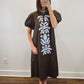 The Folklore Dress | Brown Embroidered Puff Sleeve Midi Dress