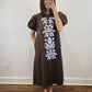 The Folklore Dress | Brown Embroidered Puff Sleeve Midi Dress