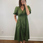 The Olive Dress | Green Puff Sleeve Midi Dress