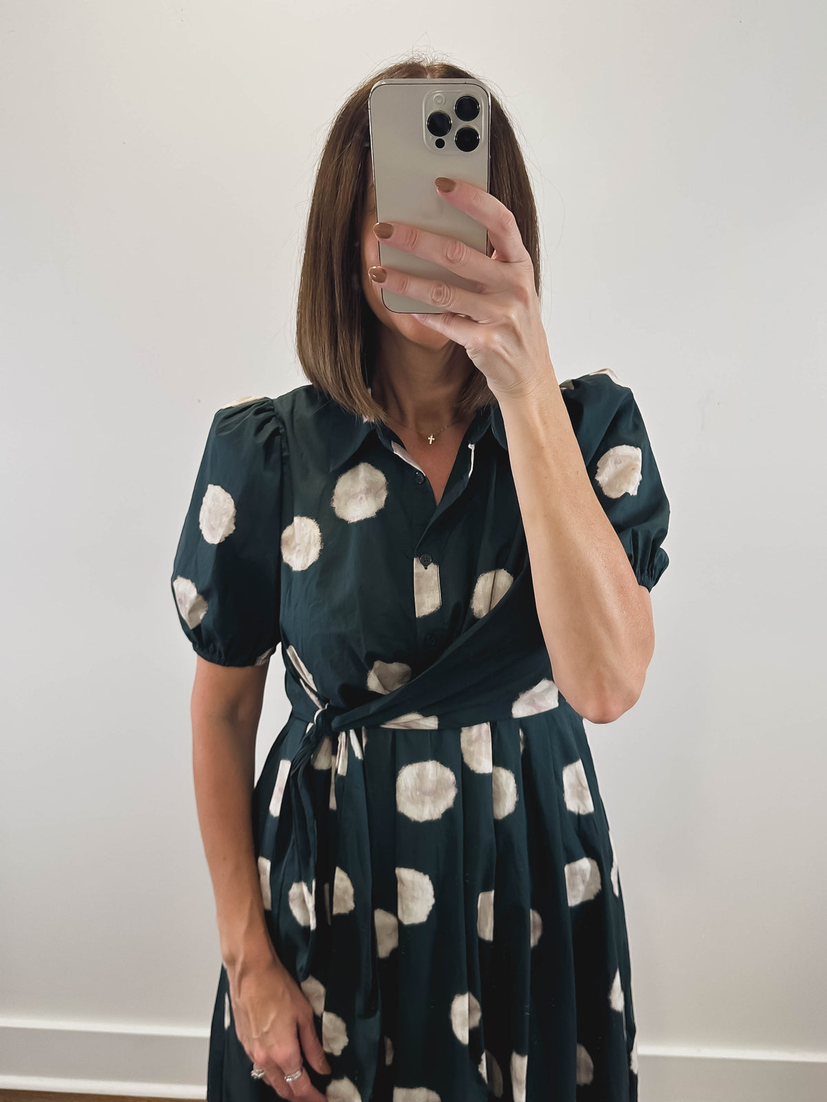 The Fern Dress | Green Polka Dot Puff Sleeve Midi Dress