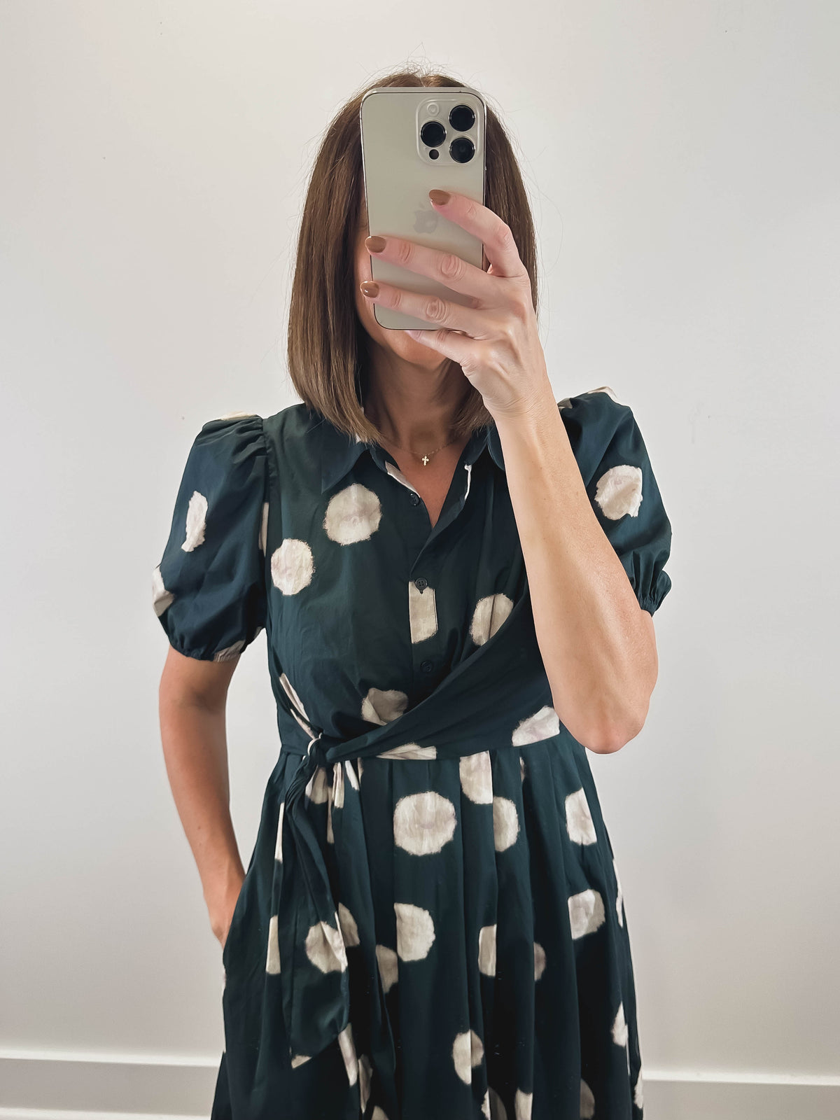 The Fern Dress | Green Polka Dot Puff Sleeve Midi Dress