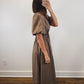 The Cinnamon Dress | Mocha Puff Sleeve Midi Dress