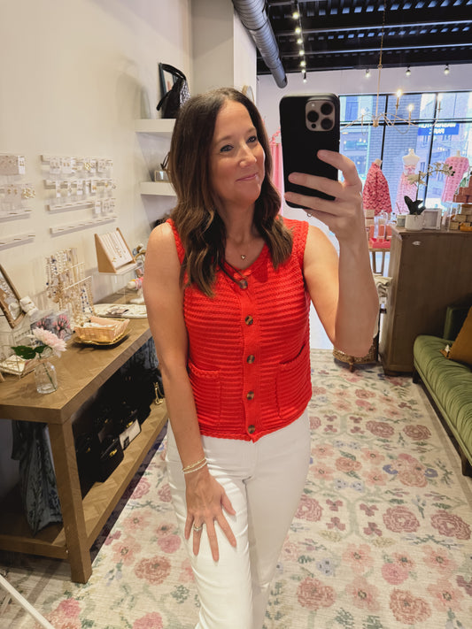 The Harbor Knit Vest in Red