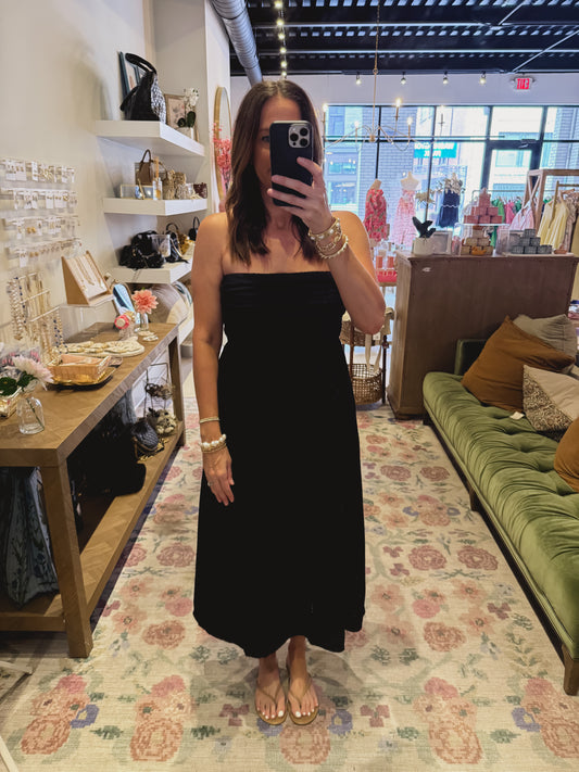 The Juliette Strapless Midi Dress