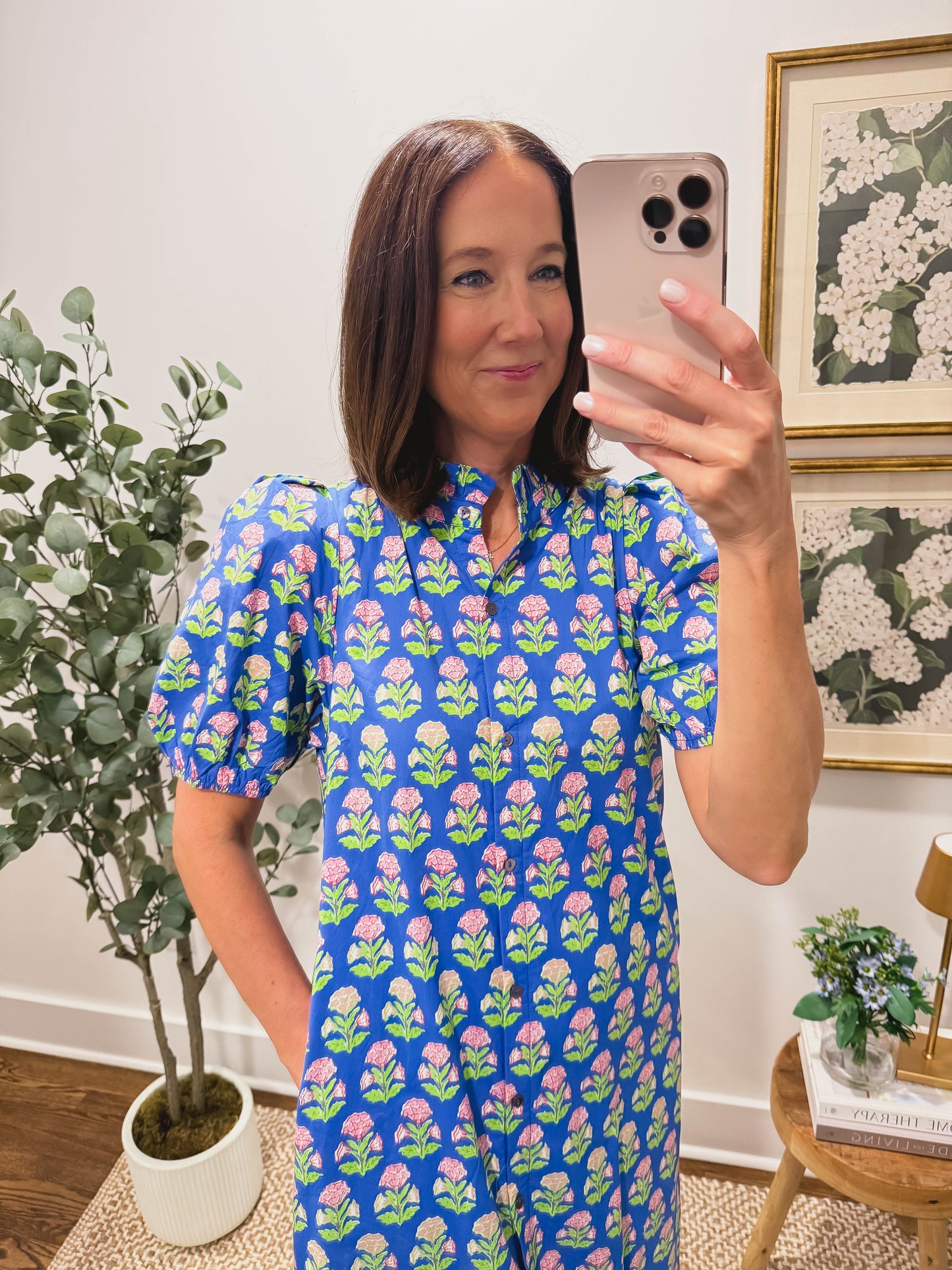 The Blue Floral Block Print Dress