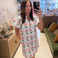 The Meadow Mosaic Dress in Blue and Pink