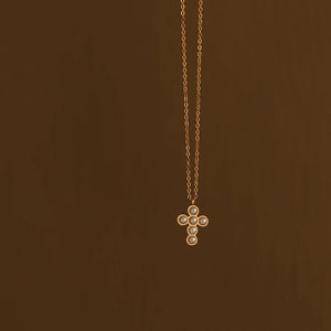 Pearl Cross Necklace - WATERPROOF