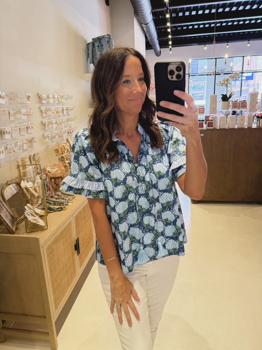 The Hydrangea Days Top in Navy