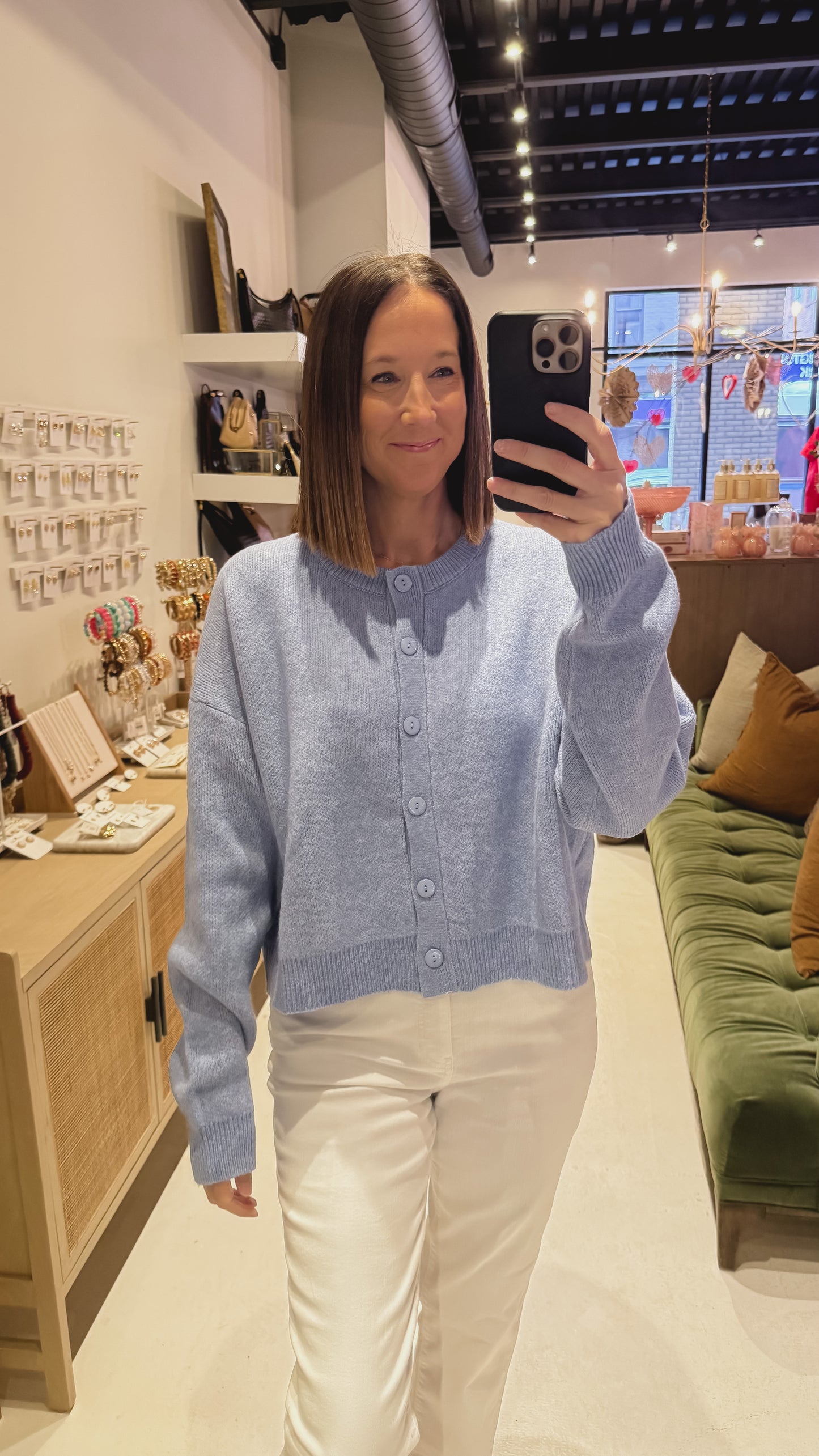 The Lakeside Cardigan in Dusty Blue