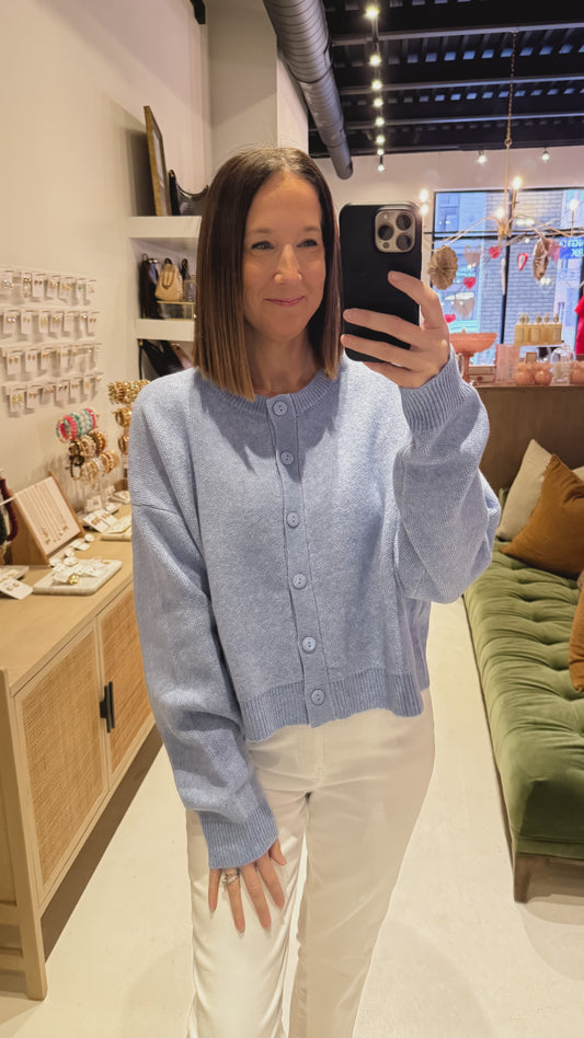 The Lakeside Cardigan in Dusty Blue