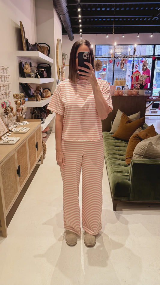 The Pink Straight Fit Stripe Pants