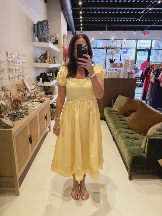 The Yellow Puff Sleeve Midi